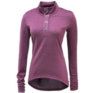 Merrell Indira Snap Burgundy Diamond Knit Hi/lo Placket Pullover Top